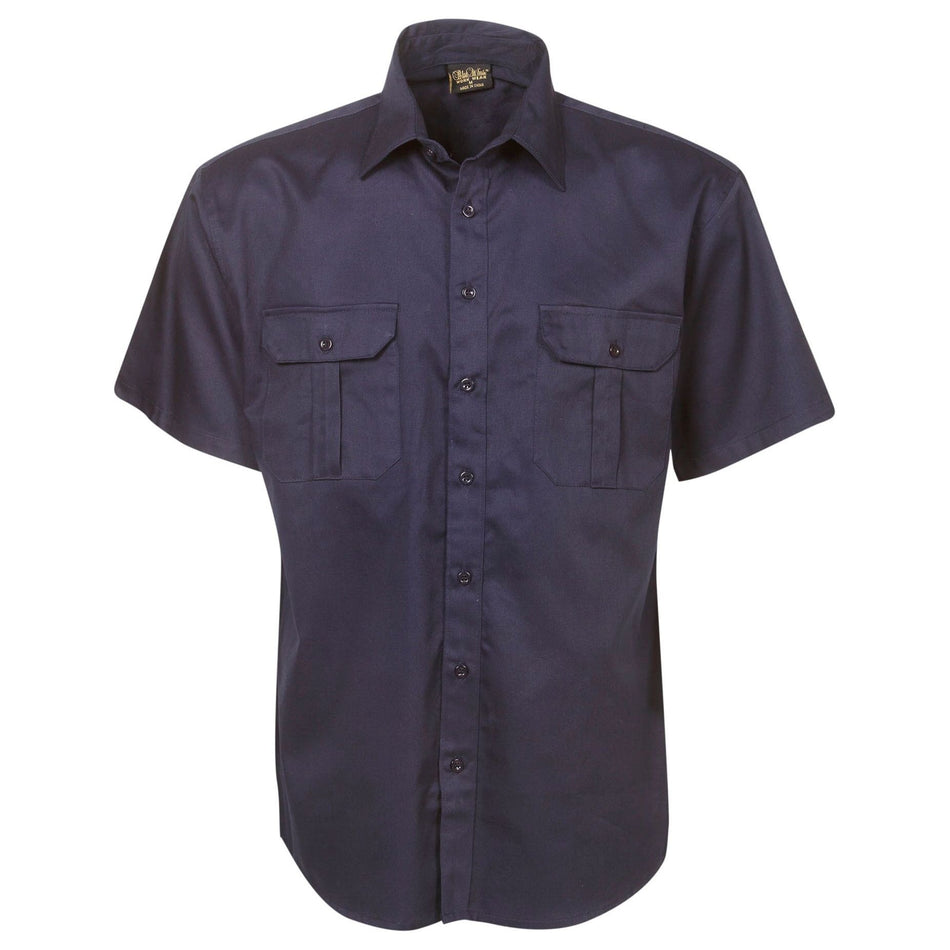 Cotton Drill Work Shirt Short Sleeve - (C04) Industrial Shirts Blue Whale - Ace Workwear