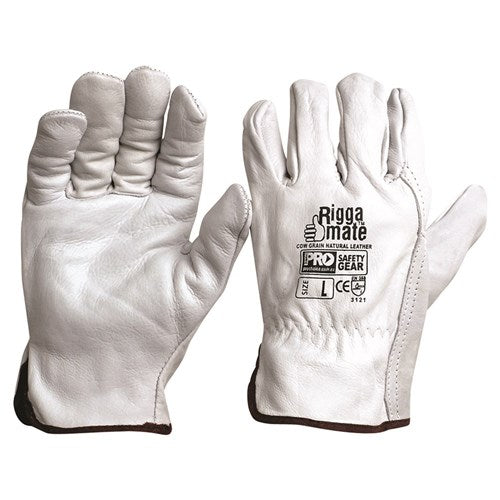 Pro Choice Riggamate Natural Cowgrain Gloves - Pack (12 Pairs) (CGL41N) Leather Gloves ProChoice - Ace Workwear