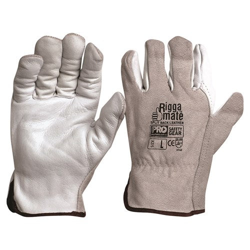 Pro Choice Riggamate Natural Cowgrain Palm / Split Back Gloves - Pack (12 Pairs) (CGL41NSB) Leather Gloves ProChoice - Ace Workwear