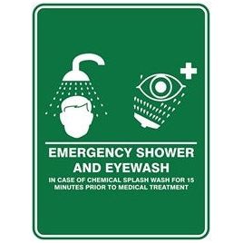 Pratt Emergency Shower & Eyewash Sign (PS6CM) 450mm x 300mm Metal (EESAE4530M) - (Pack of 2) Emergency Signs, signprice Pratt - Ace Workwear