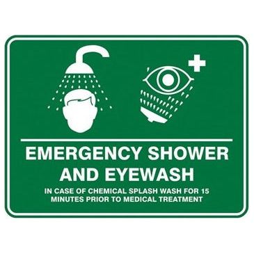 Pratt Emergency Shower & Eyewash Sign (PS6M) 600mm x 450mm Metal (EESAE6045M) - (Pack of 2) Emergency Signs, signprice Pratt - Ace Workwear