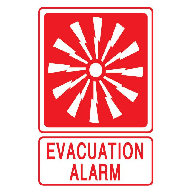 Evacuation Alarm (Small) 155mm x 230mm (Pack of 10) Fire Safety Sign, signprice FFA - Ace Workwear