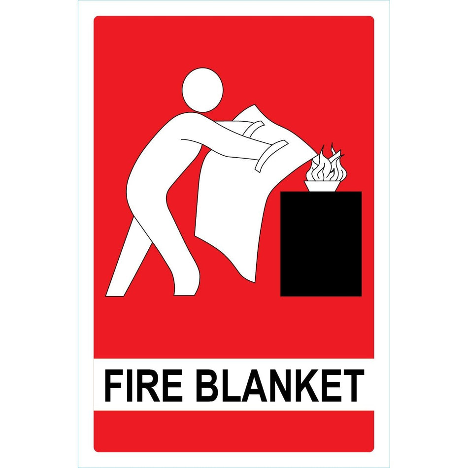 Fire Blanket Sign Large 300mm x 450mm - (Pack of 10) Fire Safety Sign FFA - Ace Workwear