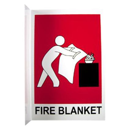 Fire Blanket Angled Location Sign (Small) 155mm x 235mm - (Pack of 10) Fire Safety Sign, signprice FFA - Ace Workwear