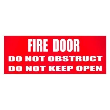 Fire Door Do Not Obstruct Do Not Keep Open - (RED) 320mm x 120mm (Pack of 10) Fire Safety Sign, signprice FFA - Ace Workwear