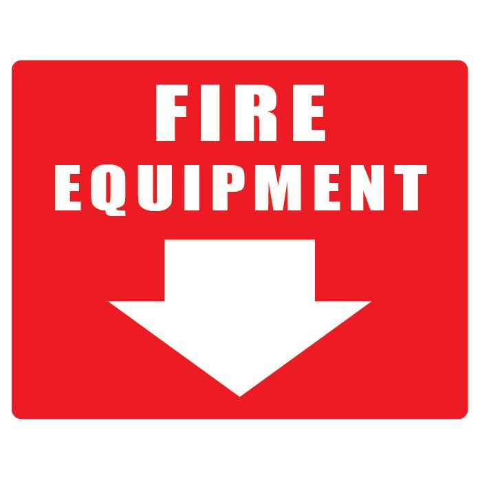 Fire Equipment with ( Arrow ) 250mm x 200mm - (Pack of 10) Fire Safety Sign, signprice FFA - Ace Workwear