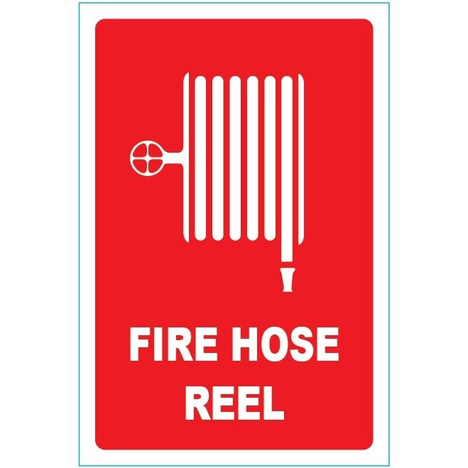 Fire Hose Reel Location Sign (Small) - Sticker 155mm x 235mm - (Pack of 10) Fire Safety Sign, signprice FFA - Ace Workwear