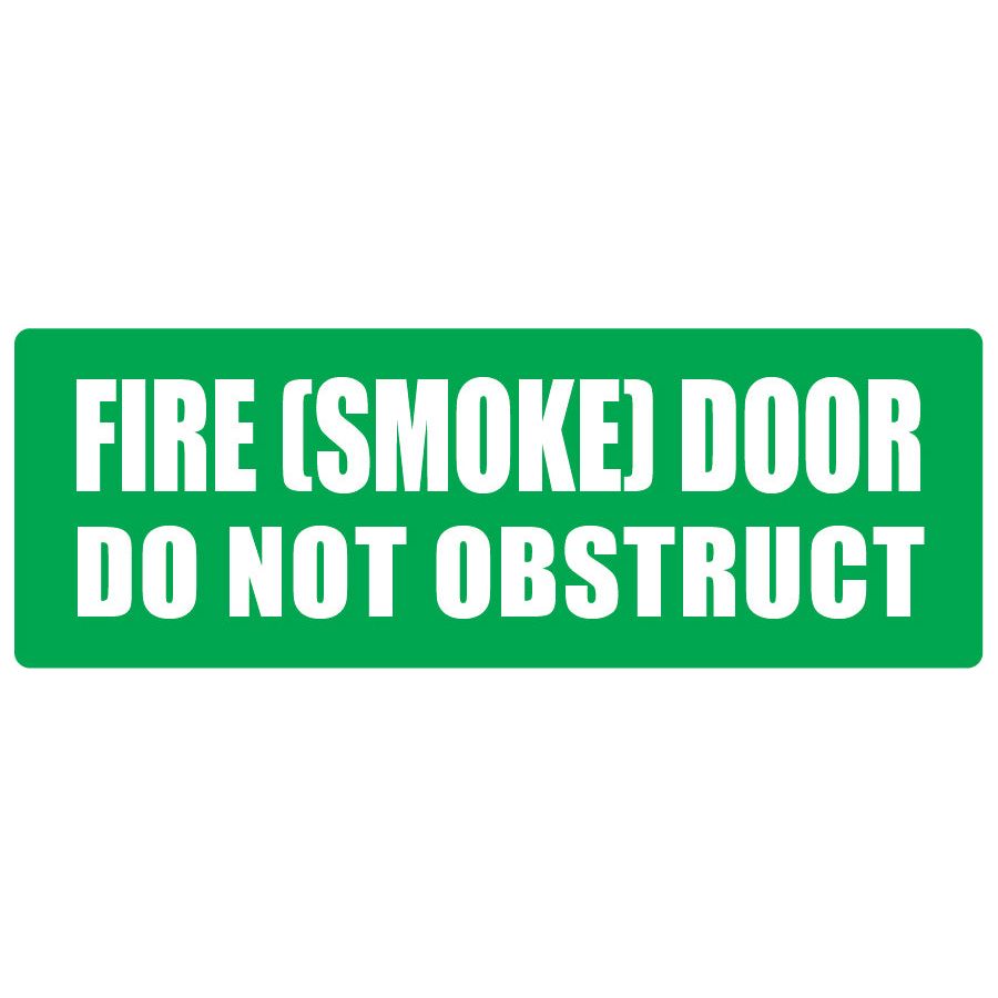 Fire (SMOKE) Door Do Not Obstruct -320mm x 120mm (Pack of 10) Fire Safety Sign, signprice FFA - Ace Workwear