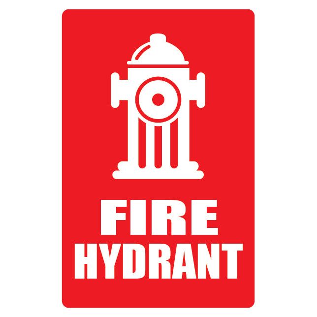 Fire Hydrant Sign with PIC & WORD (Small) 155mm x 230mm - (Pack of 10) Fire Safety Sign, signprice FFA - Ace Workwear