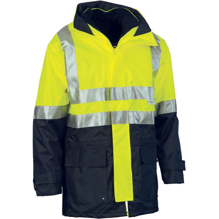 DNC Hi Vis Two Tone 4 in 1 Breathable Jacket with Vest and 3M Reflective Tape (3864) Hi Vis Cold & Wet Wear Jackets & Pants DNC Workwear - Ace Workwear