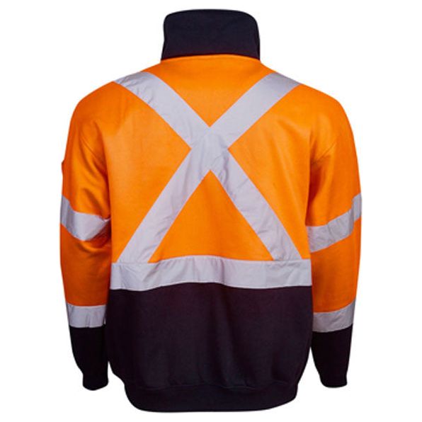 Hi Vis Day & Night Fleecy Jumper Cross Back Tape (F96) Hi Vis Half Zip Jumpers Blue Whale - Ace Workwear