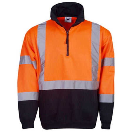 Hi Vis Day & Night Fleecy Jumper (F95) Hi Vis Half Zip Jumpers Blue Whale - Ace Workwear