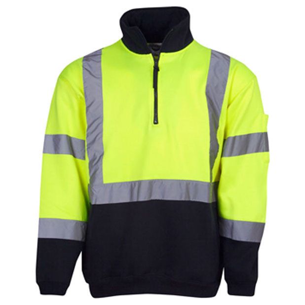 Hi Vis Day & Night Fleecy Jumper (F95) Hi Vis Half Zip Jumpers Blue Whale - Ace Workwear