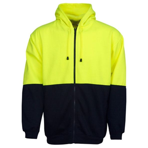 Hi Vis Fleecy Hoodie with Full Zip Front (F94) Hi Vis Hoodies Blue Whale - Ace Workwear