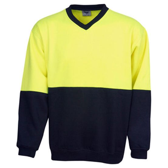 Hi Vis Fleecy Sweat V-Neck (F82) Hi Vis Jumpers Blue Whale - Ace Workwear