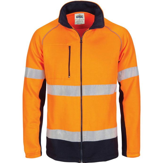 DNC Hi Vis Full Zip Fleecy Sweat Shirt CSR Reflective Tape (3726) Hi Vis Jackets DNC Workwear - Ace Workwear