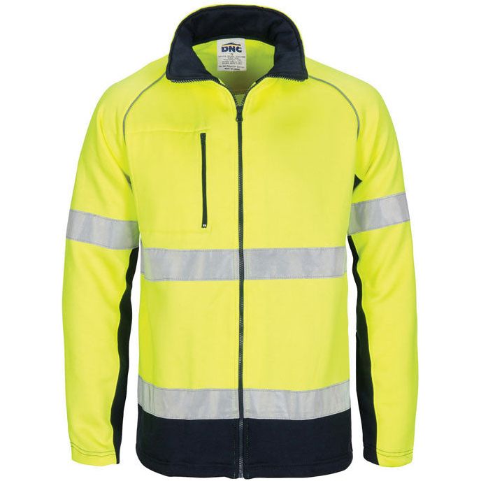 DNC Hi Vis Full Zip Fleecy Sweat Shirt CSR Reflective Tape (3726) Hi Vis Jackets DNC Workwear - Ace Workwear