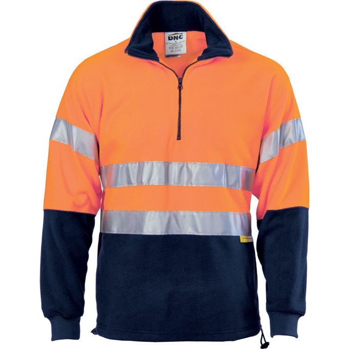 DNC Hi Vis Two Tone 1/2 Zip Polar Fleece with 3M Reflective Tape (3829) Hi Vis Half Zip Jumpers DNC Workwear - Ace Workwear