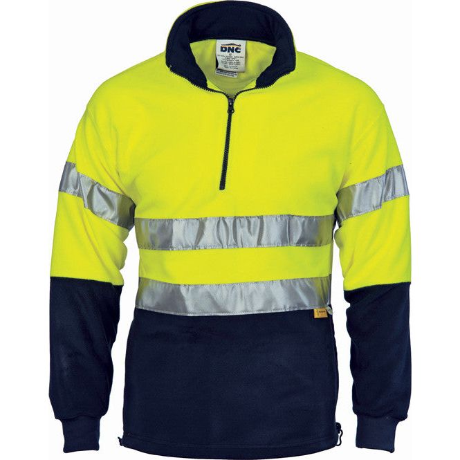 DNC Hi Vis Two Tone 1/2 Zip Polar Fleece with 3M Reflective Tape (3829) Hi Vis Half Zip Jumpers DNC Workwear - Ace Workwear