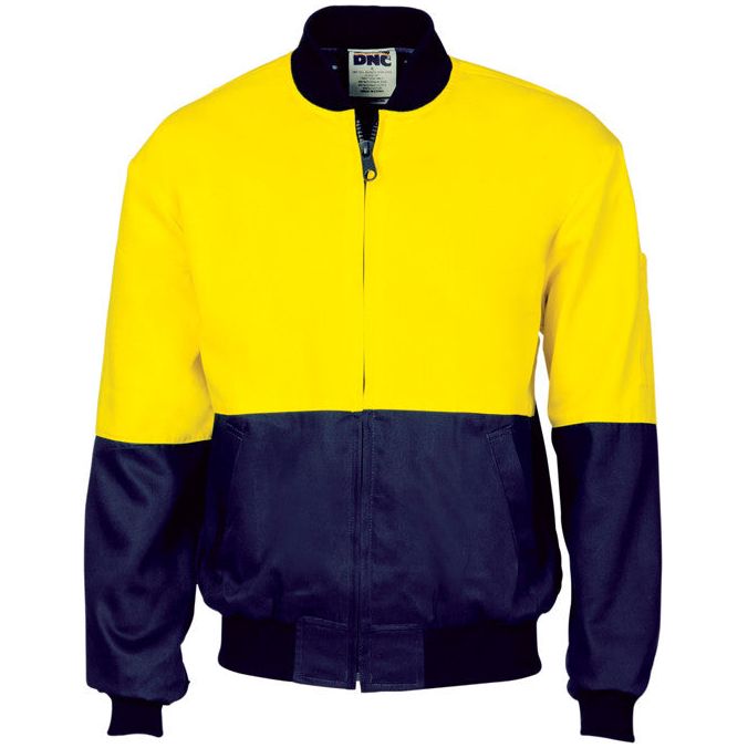 DNC Hi Vis Cotton Bomber Jacket (3757) Hi Vis Cotton & Bluey Jackets DNC Workwear - Ace Workwear