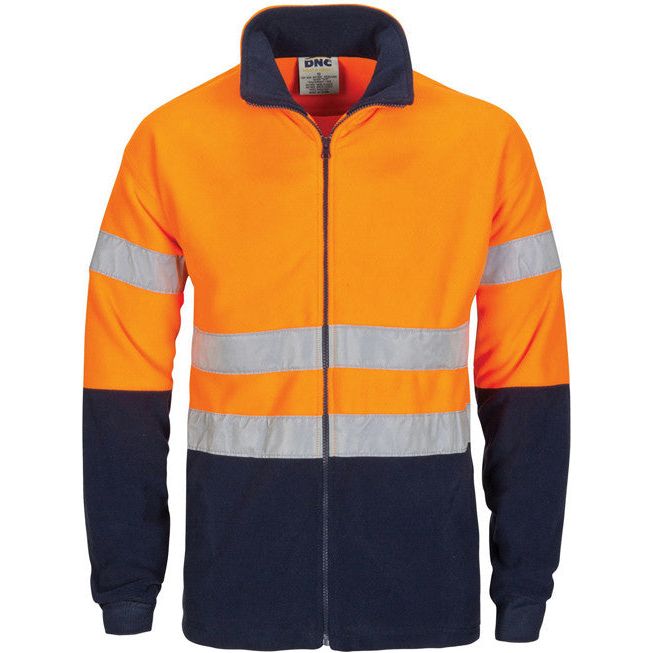 DNC Hi Vis Two Tone Full Zip Polar Fleece With Generic Reflective Tape (3830) Hi Vis Jackets DNC Workwear - Ace Workwear