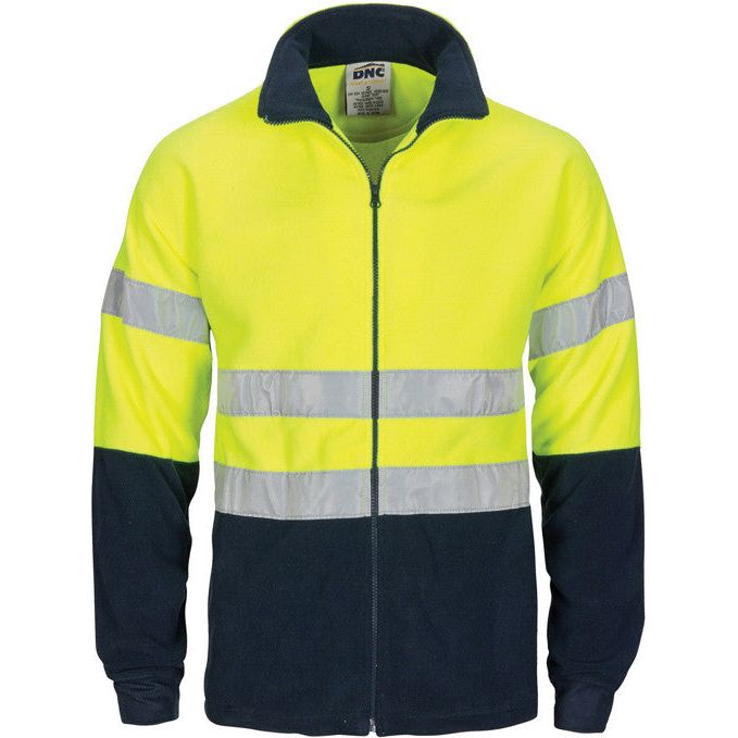 DNC Hi Vis Two Tone Full Zip Polar Fleece With Generic Reflective Tape (3830) Hi Vis Jackets DNC Workwear - Ace Workwear