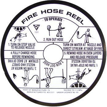 Fire Hose Reel Instruction Label 18cm (Dia) - (Pack of 10) Fire Safety Sign, signprice FFA - Ace Workwear