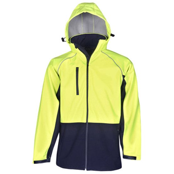 Hi Vis Hooded Soft Shell Day Jackets (J96) Hi Vis Jackets Blue Whale - Ace Workwear