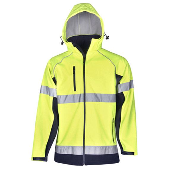 Hi Vis Hooded Soft Shell Day & Night Jackets (J97) Hi Vis Jackets Blue Whale - Ace Workwear