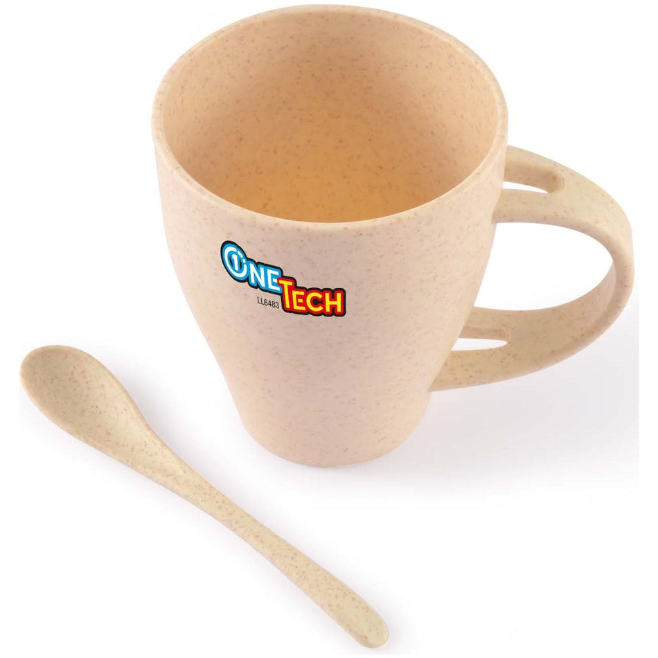 Avenue Wheat Fibre Cup And Spoon (Carton of 100pcs) (LL6483) Coffee Cups, signprice Logoline - Ace Workwear