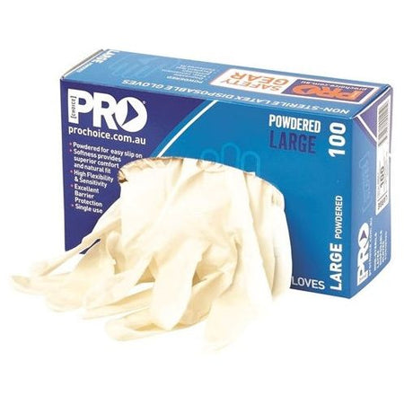 Pro Choice Disposable Latex Powdered Gloves - Carton (10 Boxes - 100pcs Per Box) (MDL) Disposable Gloves ProChoice - Ace Workwear