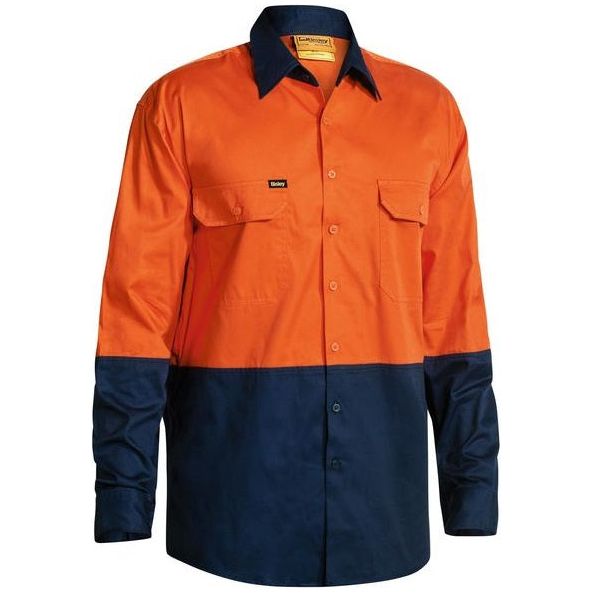 Bisley Two Tone Hi Vis Cool Lightweight Mesh Ventilated Long Sleeve Drill Shirt (BS6895) - Ace Workwear