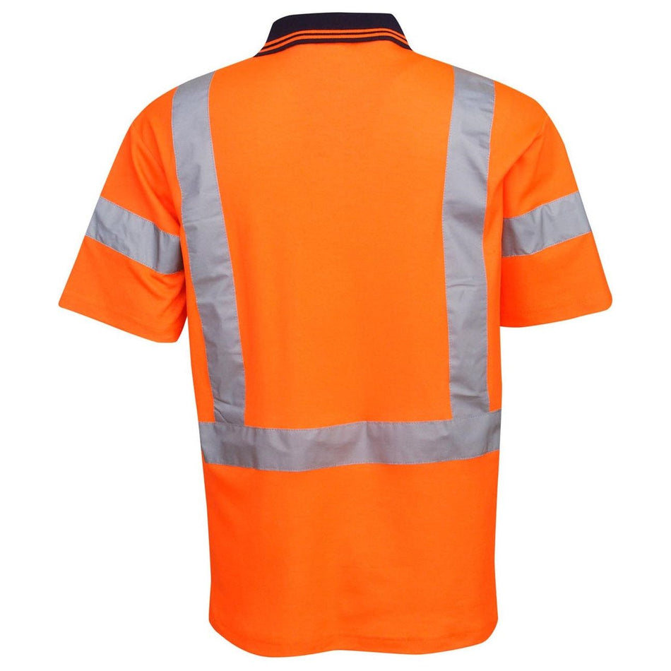 Hi Vis Cotton Back Polo with Reflective Tape Short Sleeve (P75) Hi Vis Polo With Tape Blue Whale - Ace Workwear