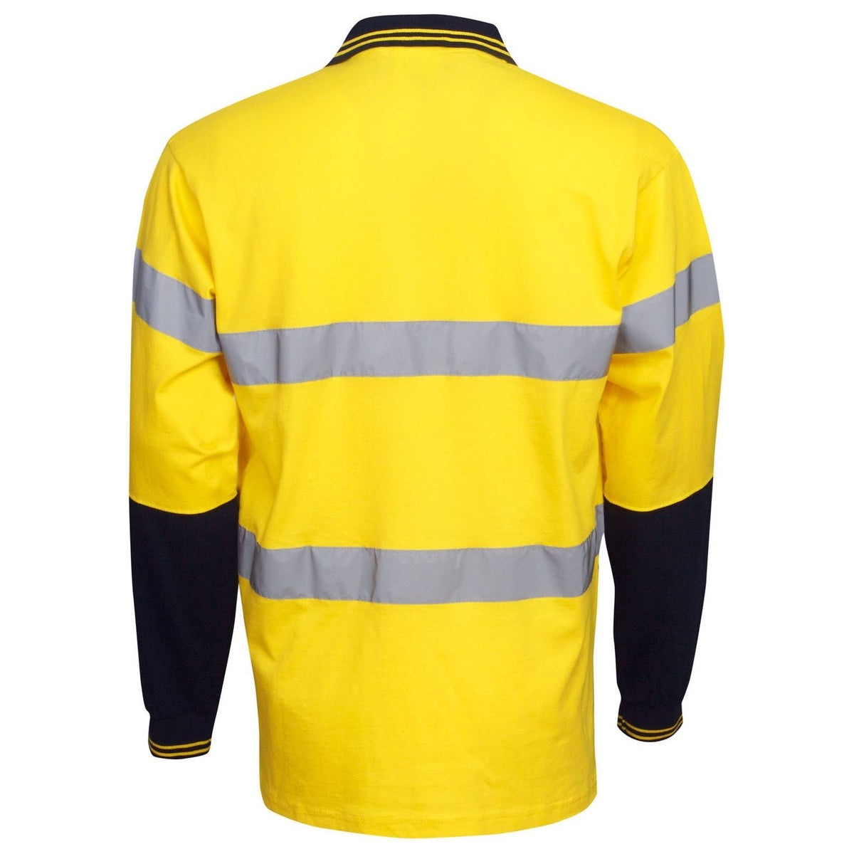 Hi Vis 100% Cotton Polo with Reflective Tape Long Sleeve (P95) Hi Vis Polo With Tape Blue Whale - Ace Workwear