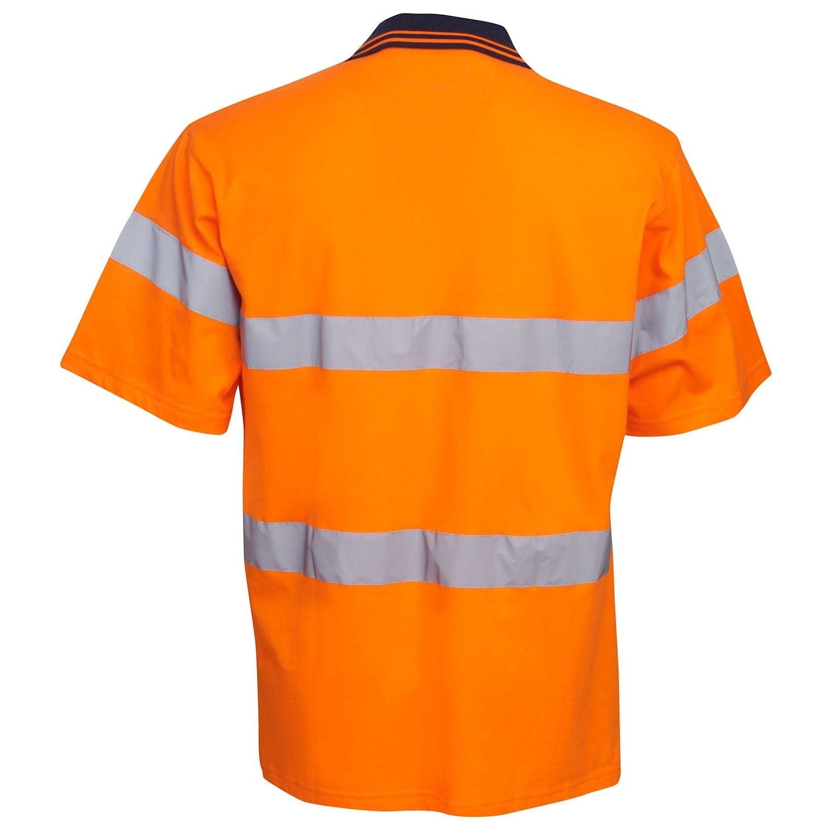 Hi Vis 100% Cotton Polo with Reflective Tape Short Sleeve (P96) Hi Vis Polo With Tape Blue Whale - Ace Workwear