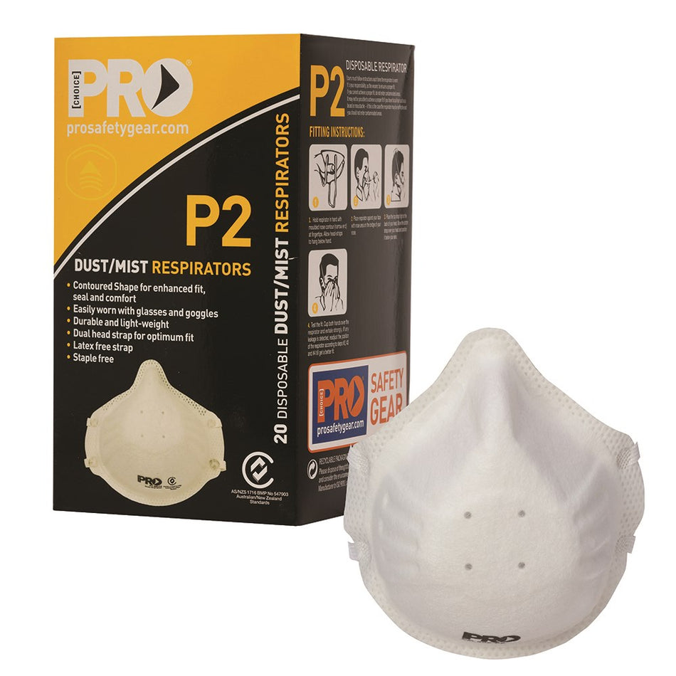 Pro Choice Dust Masks P2 - Box (20 Pcs) (PC305) Disposable Respiratory Mask ProChoice - Ace Workwear