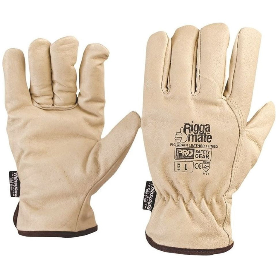 Prochoice Riggamate Pig Grain Leather Gloves Large - Pack of 12 (PGL41TL) - Ace Workwear