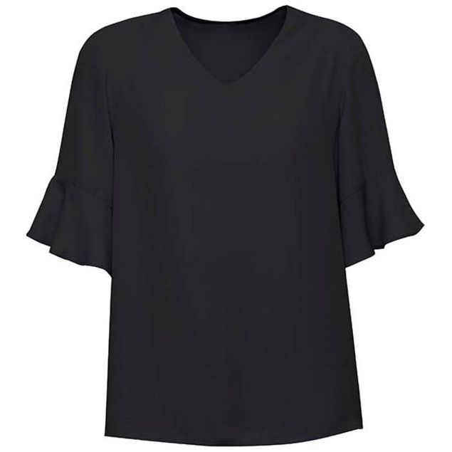 Biz Corporates Womens Aria Fluted Sleeve Blouse (RB966LS) Ladies Shirts, signprice Biz Corporates - Ace Workwear