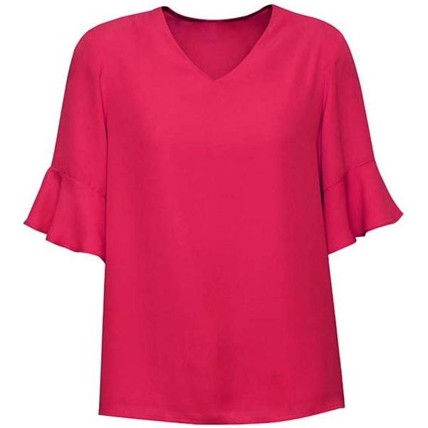 Biz Corporates Womens Aria Fluted Sleeve Blouse (RB966LS) Ladies Shirts, signprice Biz Corporates - Ace Workwear