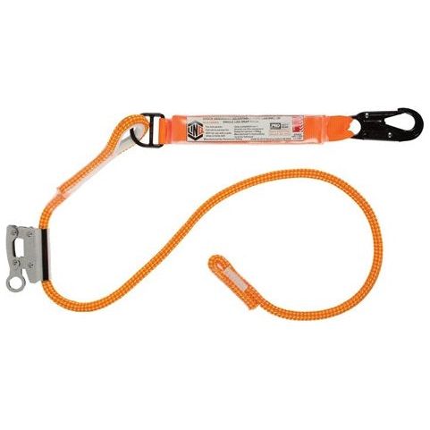 LINQ Single Leg 2M Shock Absorb Adjustable Rope Lanyard with Hardware SN & RG (RLA1SNRG) Adjustable Rope Lanyard, signprice LINQ - Ace Workwear