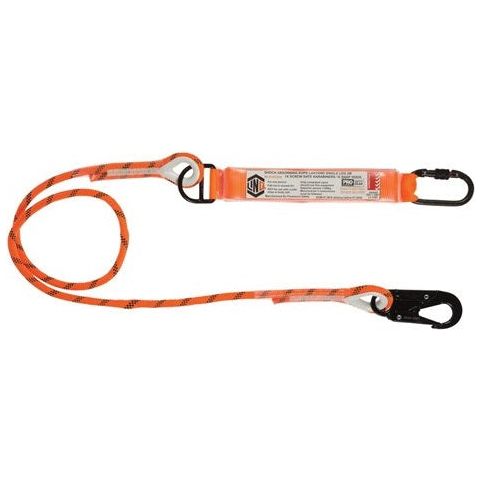 LINQ Single Leg Kernmantle 2M Shock Absorb Rope Lanyard with Hardware KS & SN (RLO1KSSN) signprice, Single Rope Lanyard LINQ - Ace Workwear