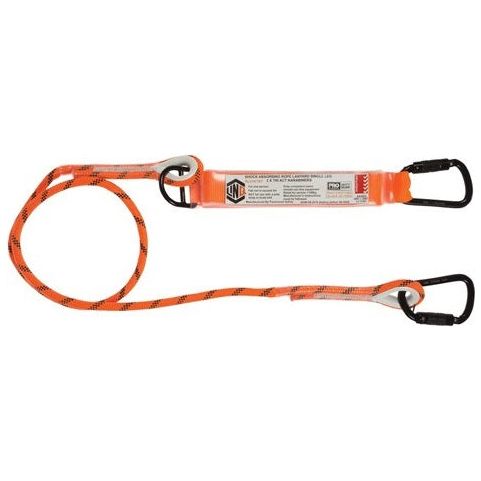 LINQ Single Leg Kernmantle 2M Shock Absorb Rope Lanyard with Hardware KT X2 (RLO1KTKT) signprice, Single Rope Lanyard LINQ - Ace Workwear