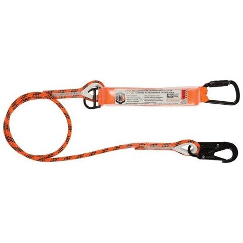 LINQ Single Leg Kernmantle 2M Shock Absorb Rope Lanyard with Hardware KT & SN (RLO1KTSN) signprice, Single Rope Lanyard LINQ - Ace Workwear