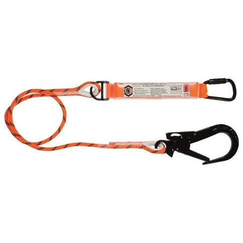 LINQ Single Leg Kernmantle 2M Shock Absorb Rope Lanyard with Hardware KT & ST (RLO1KTST) signprice, Single Rope Lanyard LINQ - Ace Workwear