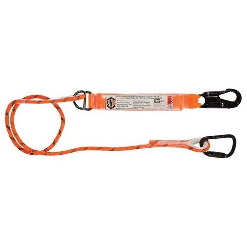 LINQ Single Leg Kernmantle 2M Shock Absorb Rope Lanyard with Hardware SN & KT (RLO1SNKT) signprice, Single Rope Lanyard LINQ - Ace Workwear