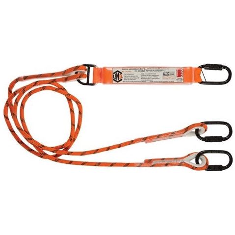 LINQ Double Leg Kernmantle 2M Shock Absorb Rope Lanyard with Hardware KD X3 (RLO2KDKD) Double Rope Lanyard, signprice LINQ - Ace Workwear