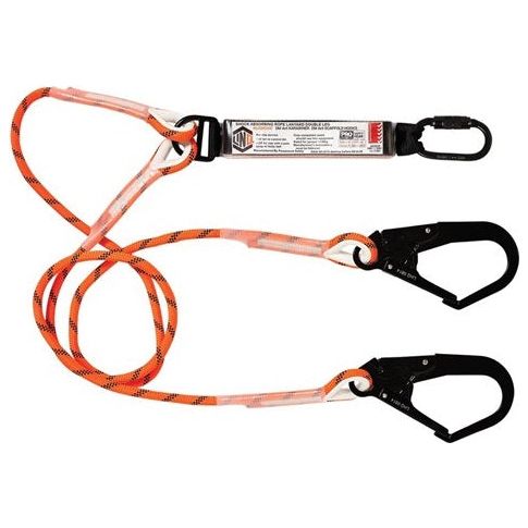 LINQ Double Leg Kernmantle 2M Shock Absorb Rope Lanyard with Hardware KD & SD X2 (RLO2KDSD) Double Rope Lanyard, signprice LINQ - Ace Workwear