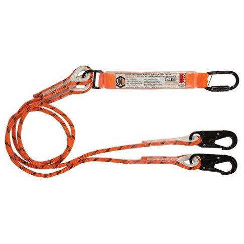 LINQ Double Leg Kernmantle 2M Shock Absorb Rope Lanyard with Hardware KD & SN X2 (RLO2KDSN) Double Rope Lanyard, signprice LINQ - Ace Workwear