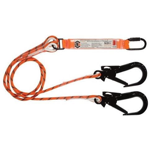 LINQ Double Leg Kernmantle 2M Shock Absorb Rope Lanyard with Hardware KD & ST X2 X2 (RLO2KDST) Double Rope Lanyard, signprice LINQ - Ace Workwear