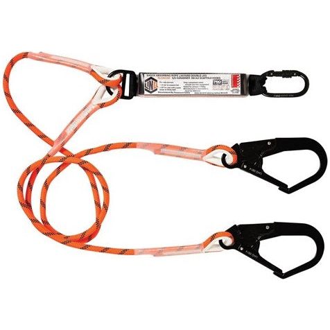 LINQ Double Leg Kernmantle 2M Shock Absorb Rope Lanyard with Hardware KS & SD X2 (RLO2KSSD) Double Rope Lanyard, signprice LINQ - Ace Workwear